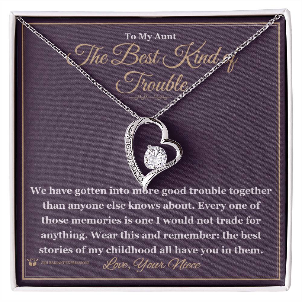 Engraved Forever Love Necklace with message for aunt