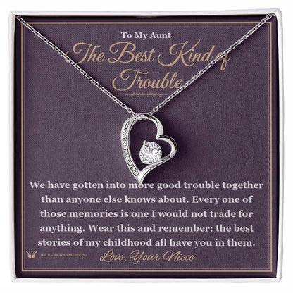 Engraved Forever Love Necklace with message for aunt