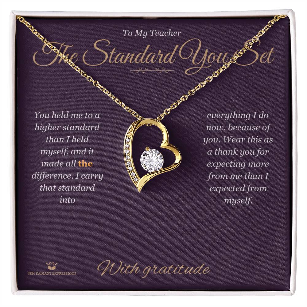 Engraved Forever Love Necklace with message for teacher