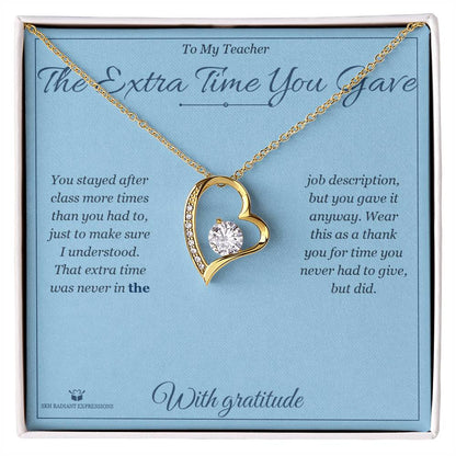 Engraved Forever Love Necklace with message for teacher