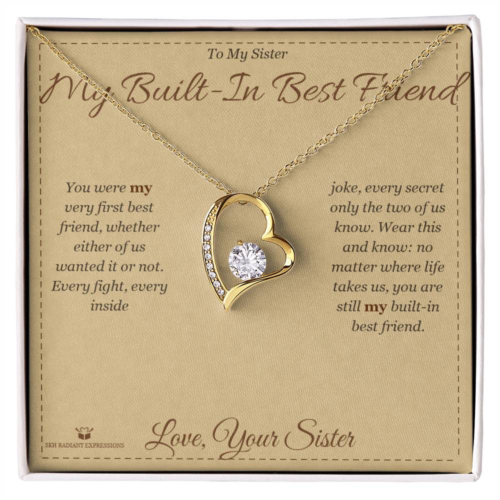 Forever Love Necklace engraved with your own words for sister