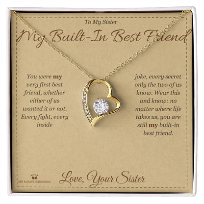Forever Love Necklace engraved with your own words for sister
