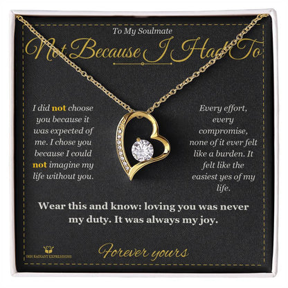 Engraved Forever Love Necklace with message for soulmate