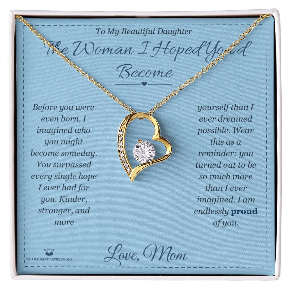 Forever Love Necklace engraved with your own words for daughter