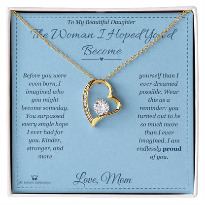 Forever Love Necklace engraved with your own words for daughter