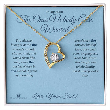Engraved Forever Love Necklace with message for mom
