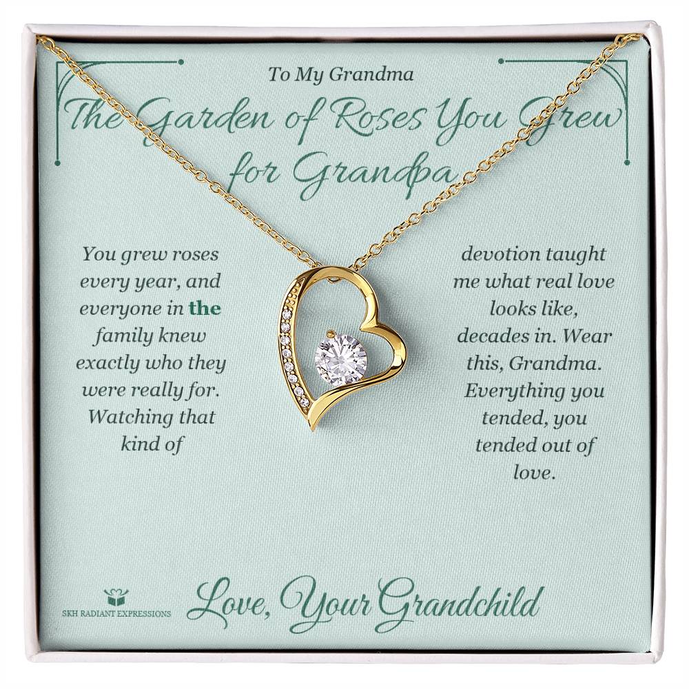 Engraved Forever Love Necklace with message for grandmother