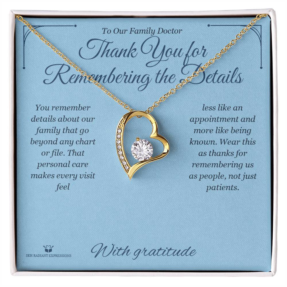 Engraved Forever Love Necklace with message for doctor