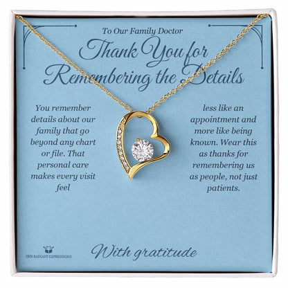 Engraved Forever Love Necklace with message for doctor