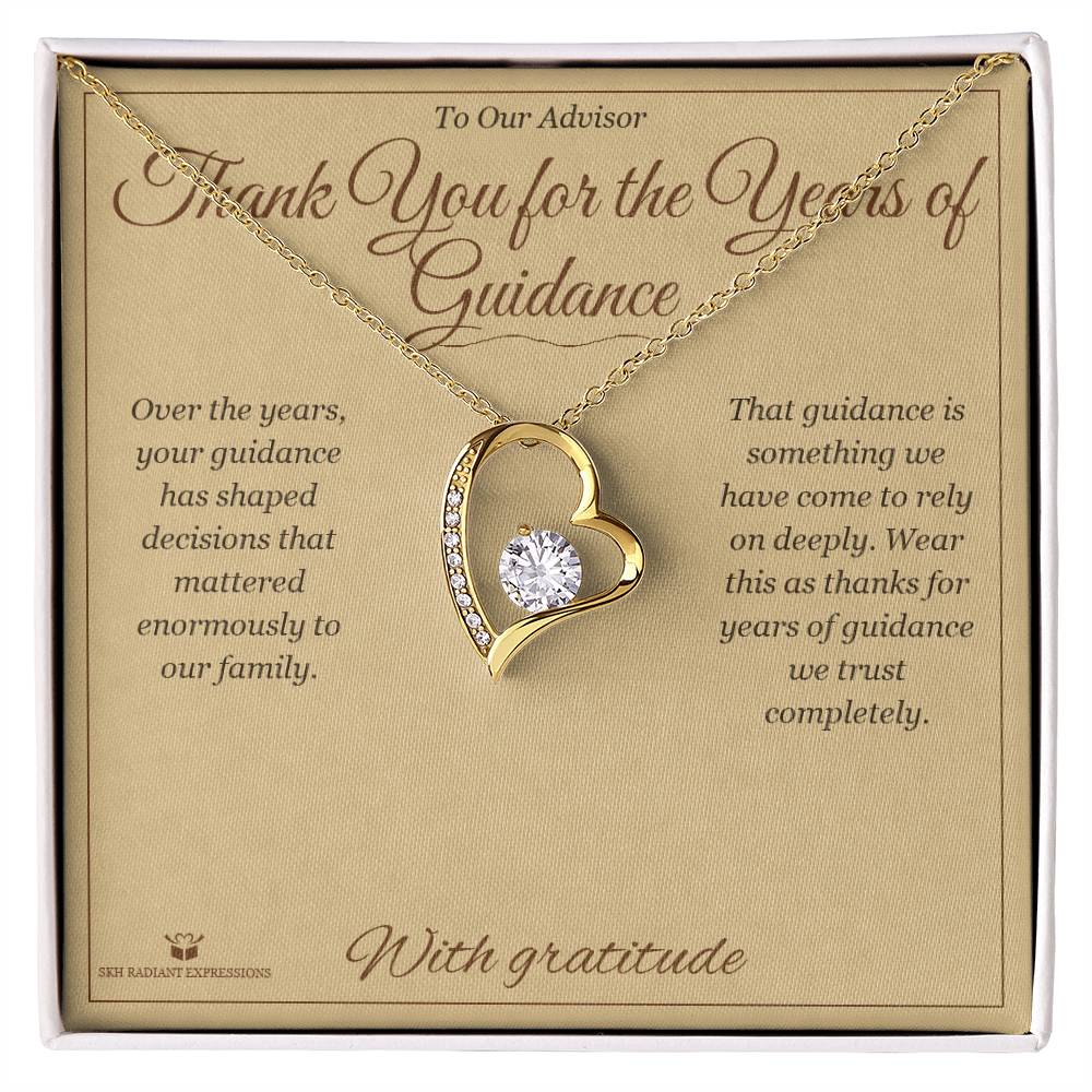 Engraved Forever Love Necklace with message for advisor