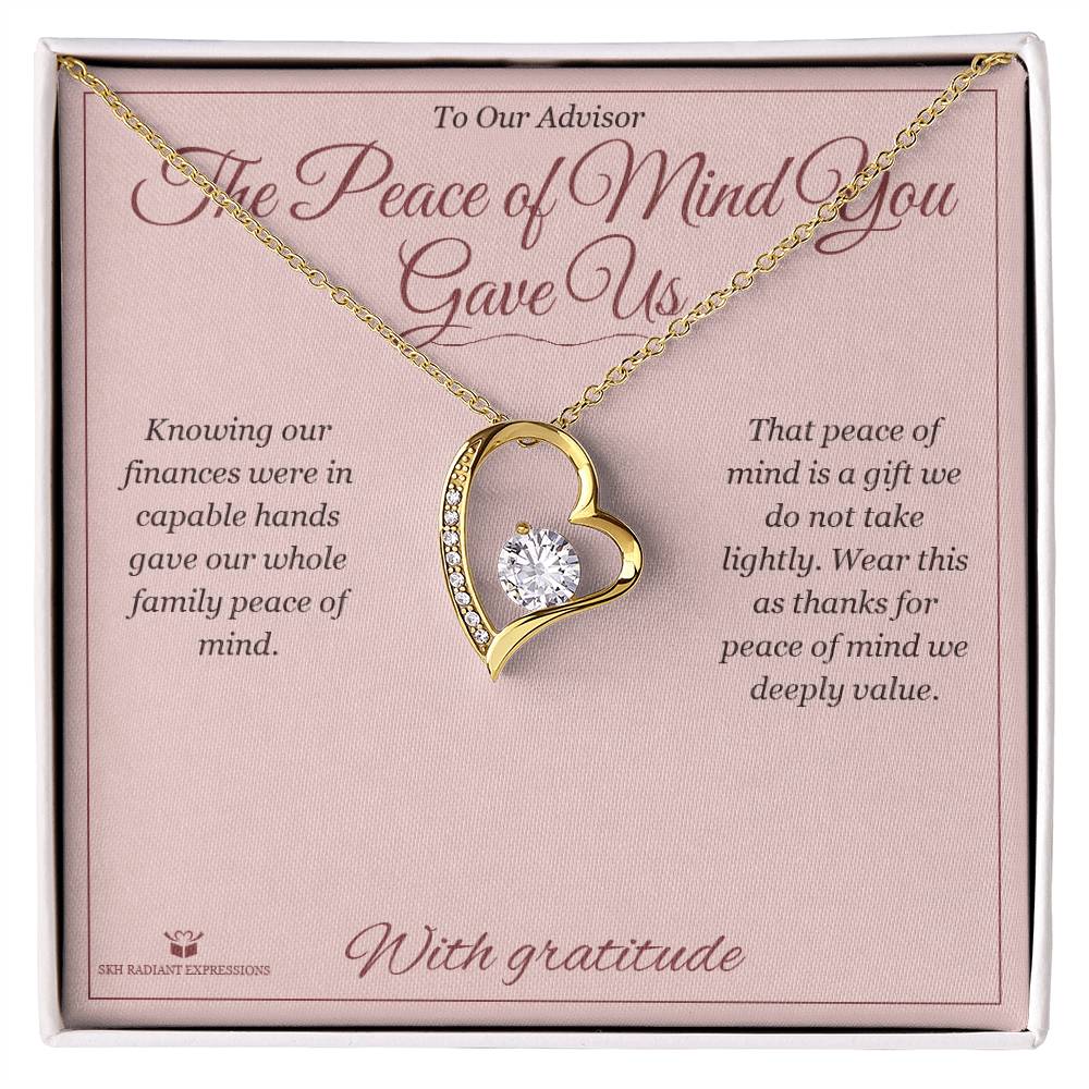 Engraved Forever Love Necklace with message for advisor