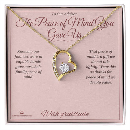 Engraved Forever Love Necklace with message for advisor