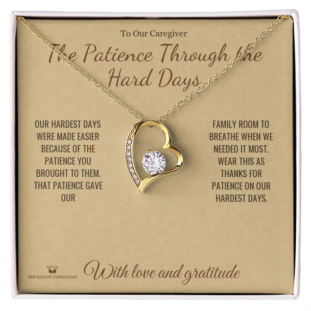 Engraved Forever Love Necklace with message for caregiver