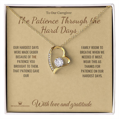 Engraved Forever Love Necklace with message for caregiver