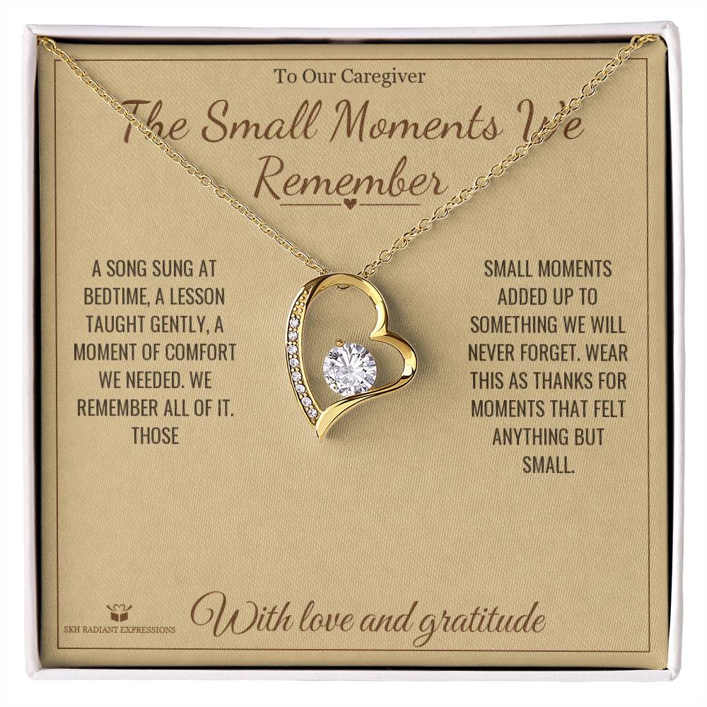 Engraved Forever Love Necklace with message for caregiver