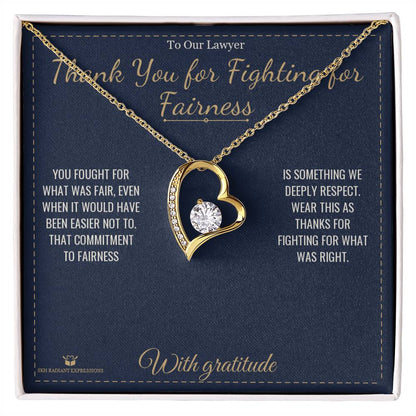 Engraved Forever Love Necklace with message for lawyer