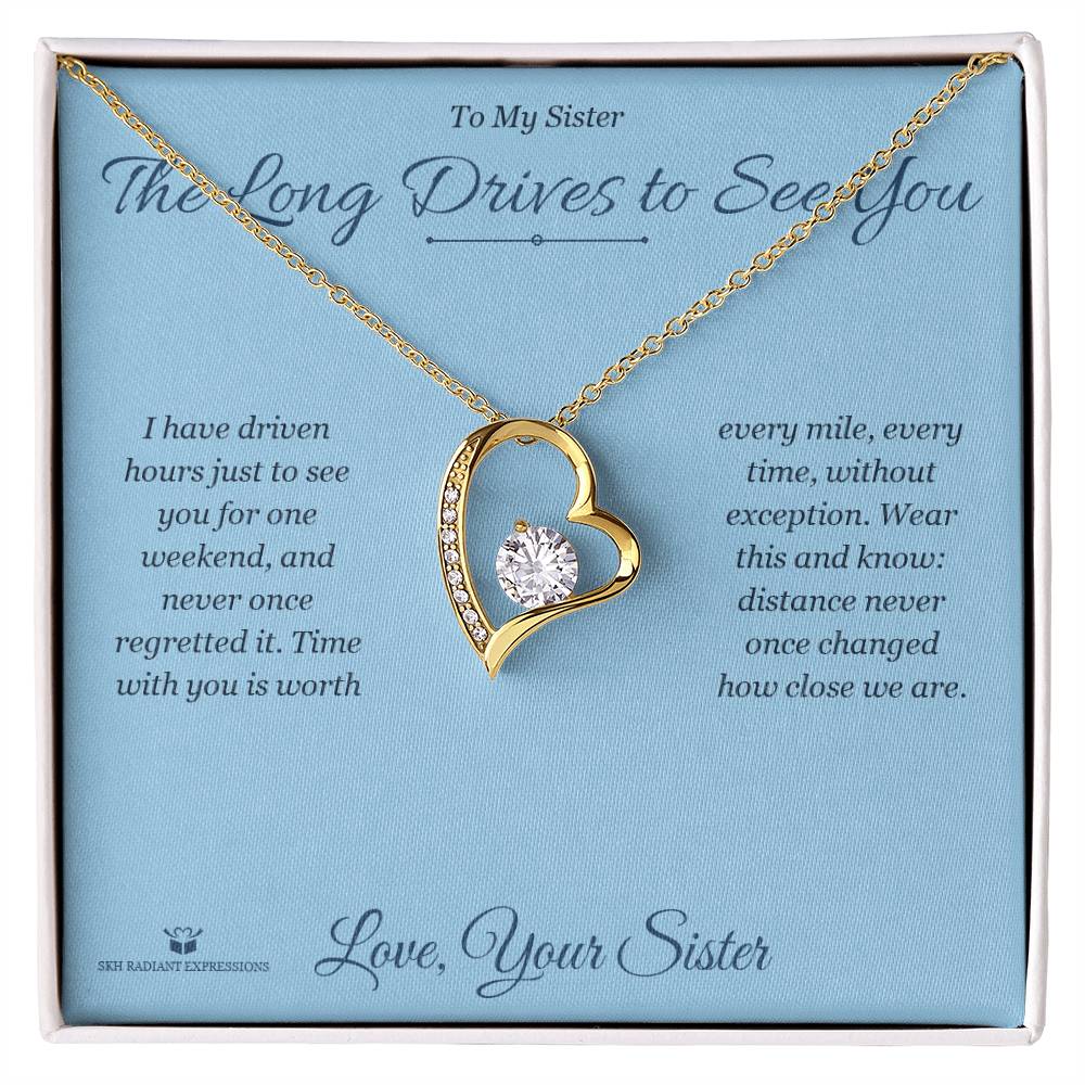 Forever Love Necklace engraved with your own words for sister