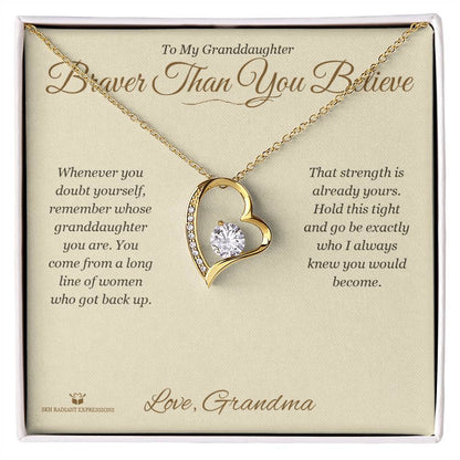 Forever Love Necklace engraved with your own words for granddaughter
