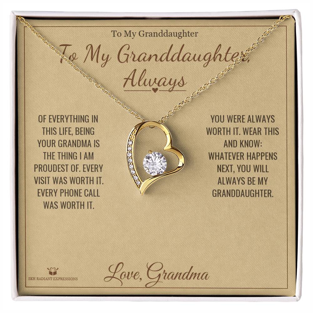 Forever Love Necklace engraved with your own words for granddaughter