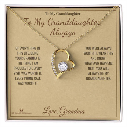 Forever Love Necklace engraved with your own words for granddaughter
