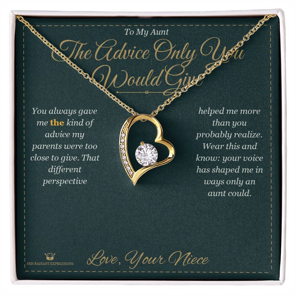 Engraved Forever Love Necklace with message for aunt