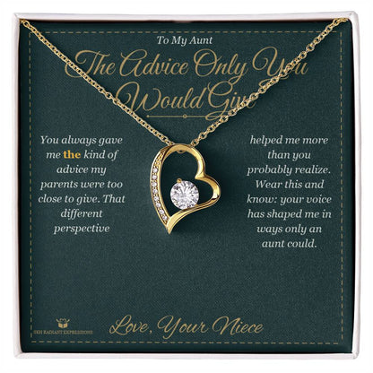 Engraved Forever Love Necklace with message for aunt