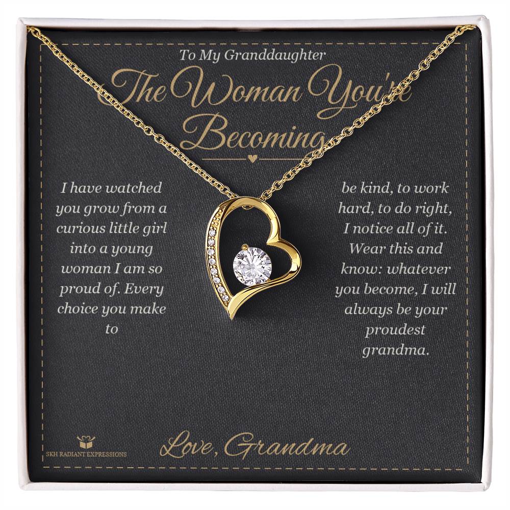 Forever Love Necklace engraved with your own words for granddaughter