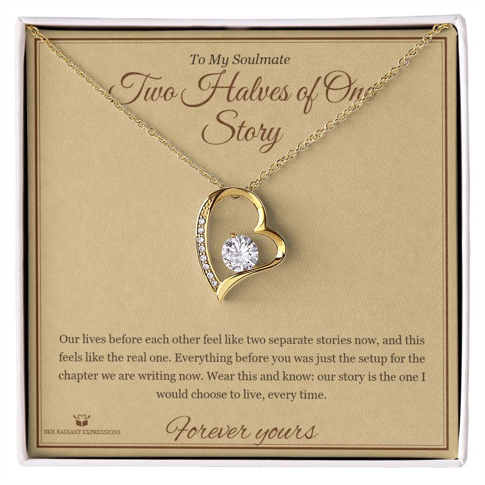 Two Halves of One Story - Forever Love Necklace with Red Rose Box for Soulmate - personalized keepsake gift from SKH Radiant Expressions