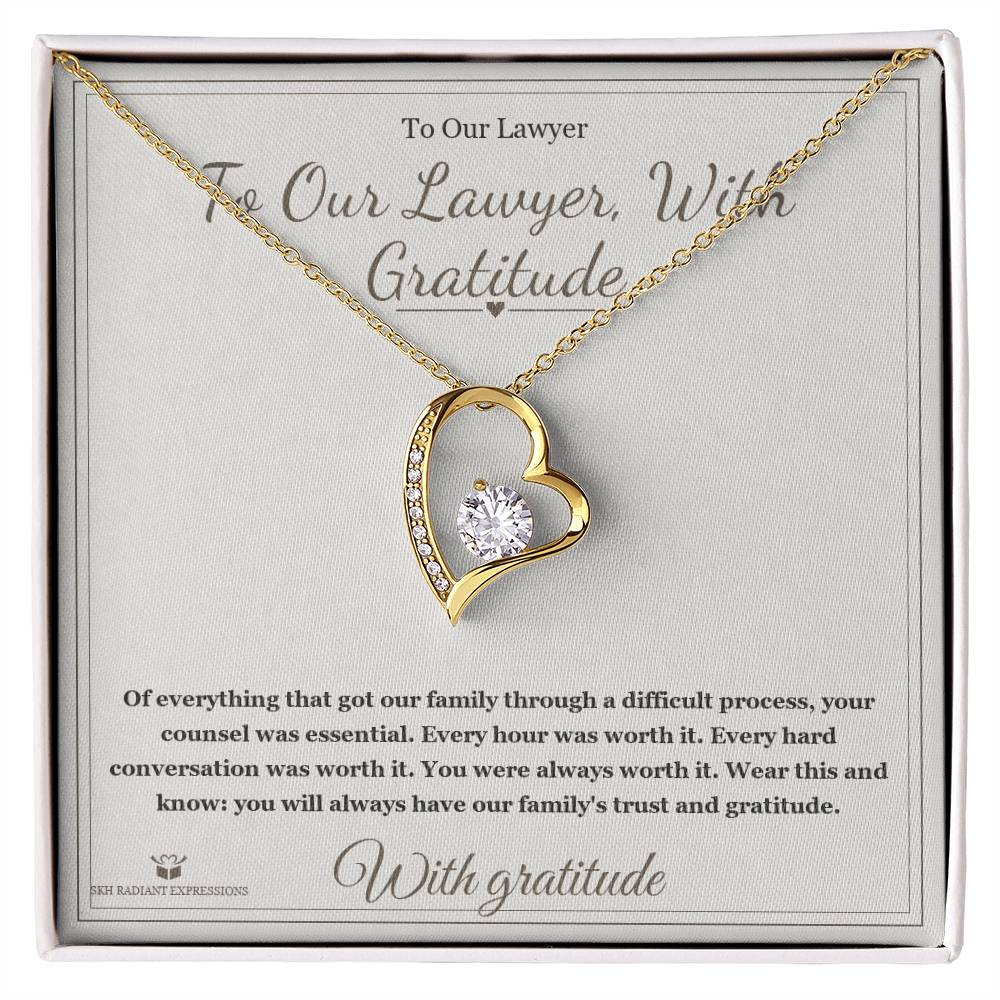 To Our Lawyer, With Gratitude - Forever Love Necklace for Lawyer - personalized keepsake gift from SKH Radiant Expressions