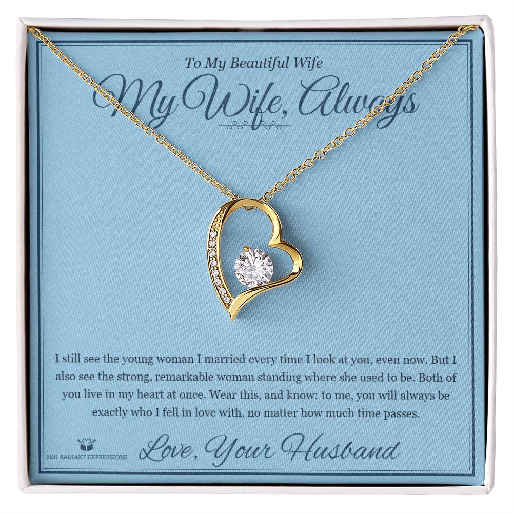 My Wife, Always - Forever Love Necklace with Red Rose Box for Wife - personalized keepsake gift from SKH Radiant Expressions