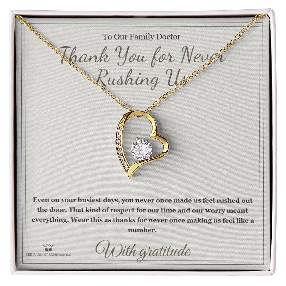 Thank You for Never Rushing Us - Forever Love Necklace for Doctor - personalized keepsake gift from SKH Radiant Expressions