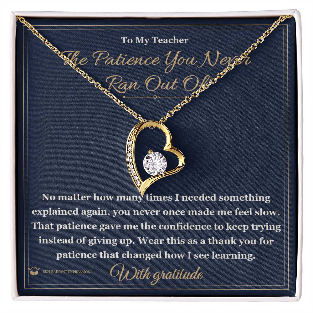 Forever Love Necklace with personalized message card for teacher