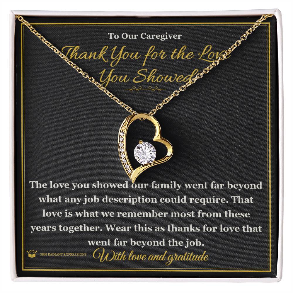 Forever Love Necklace with personalized message card for caregiver