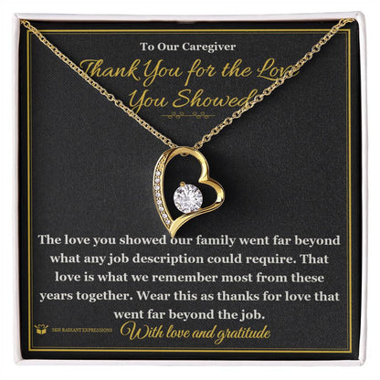 Forever Love Necklace with personalized message card for caregiver