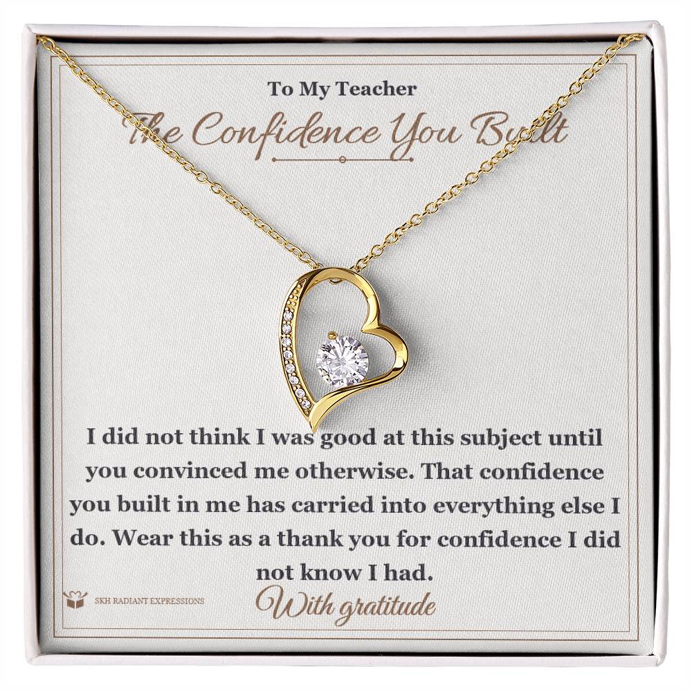 Forever Love Necklace with personalized message card for teacher