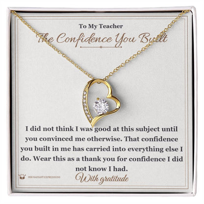 Forever Love Necklace with personalized message card for teacher