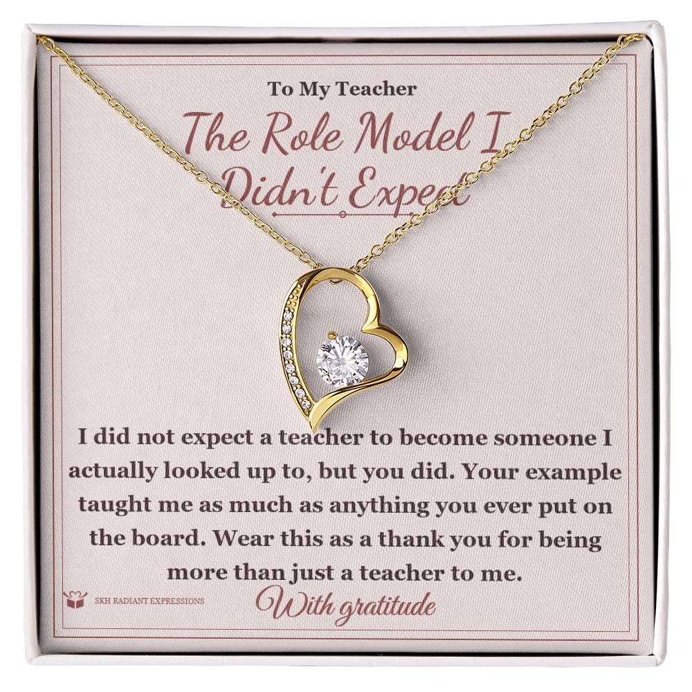 Forever Love Necklace with personalized message card for teacher