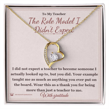 Forever Love Necklace with personalized message card for teacher