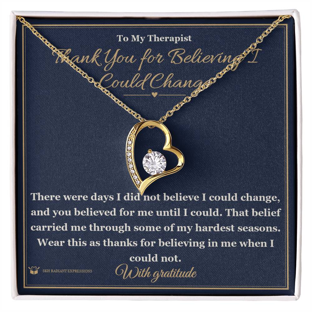 Forever Love Necklace with personalized message card for therapist