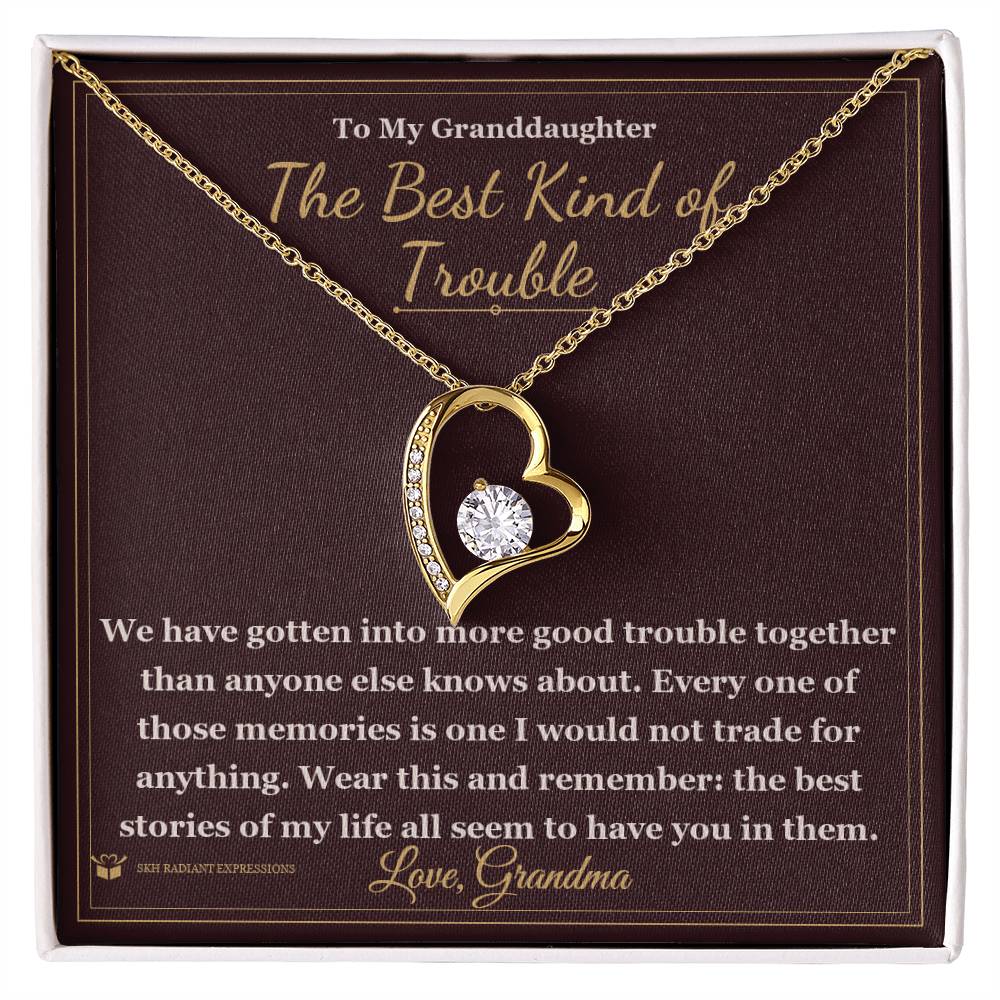 Engraved Forever Love Necklace with message for granddaughter