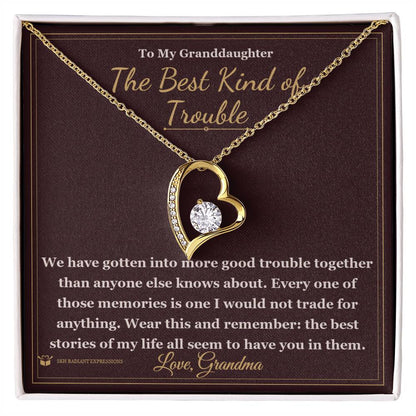 Engraved Forever Love Necklace with message for granddaughter