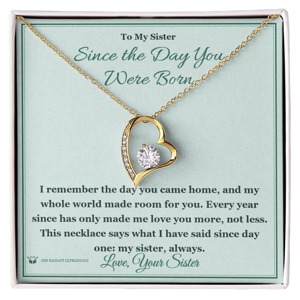 Engraved Forever Love Necklace with message for sister