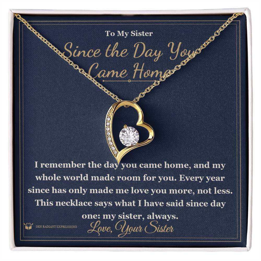 Engraved Forever Love Necklace with message for sister