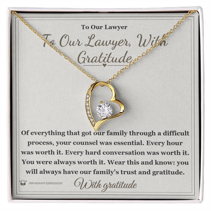 Forever Love Necklace with personalized message card for lawyer