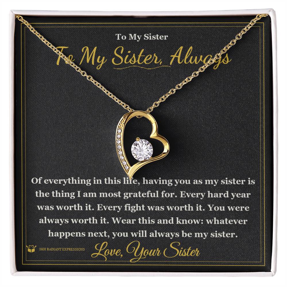 Forever Love Necklace with personalized message card for sister