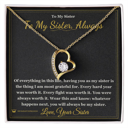 Forever Love Necklace with personalized message card for sister