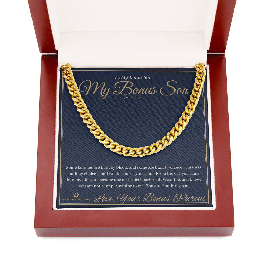 My Bonus Son - Cuban Link Chain for Stepson - personalized keepsake gift from SKH Radiant Expressions