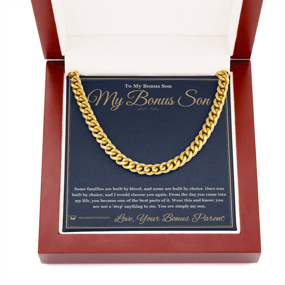 My Bonus Son - Cuban Link Chain for Stepson - personalized keepsake gift from SKH Radiant Expressions