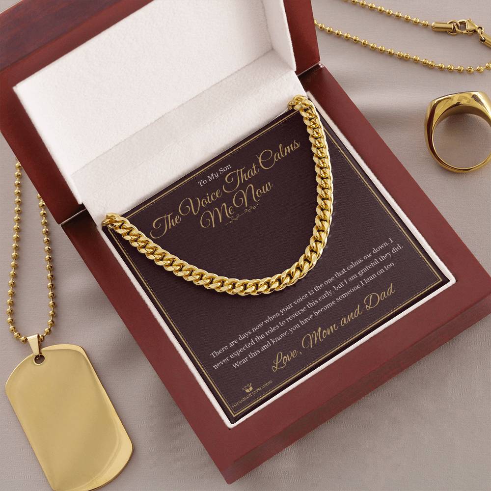 The Voice That Calms Me Now - Cuban Link Chain for Grandson - personalized keepsake gift from SKH Radiant Expressions