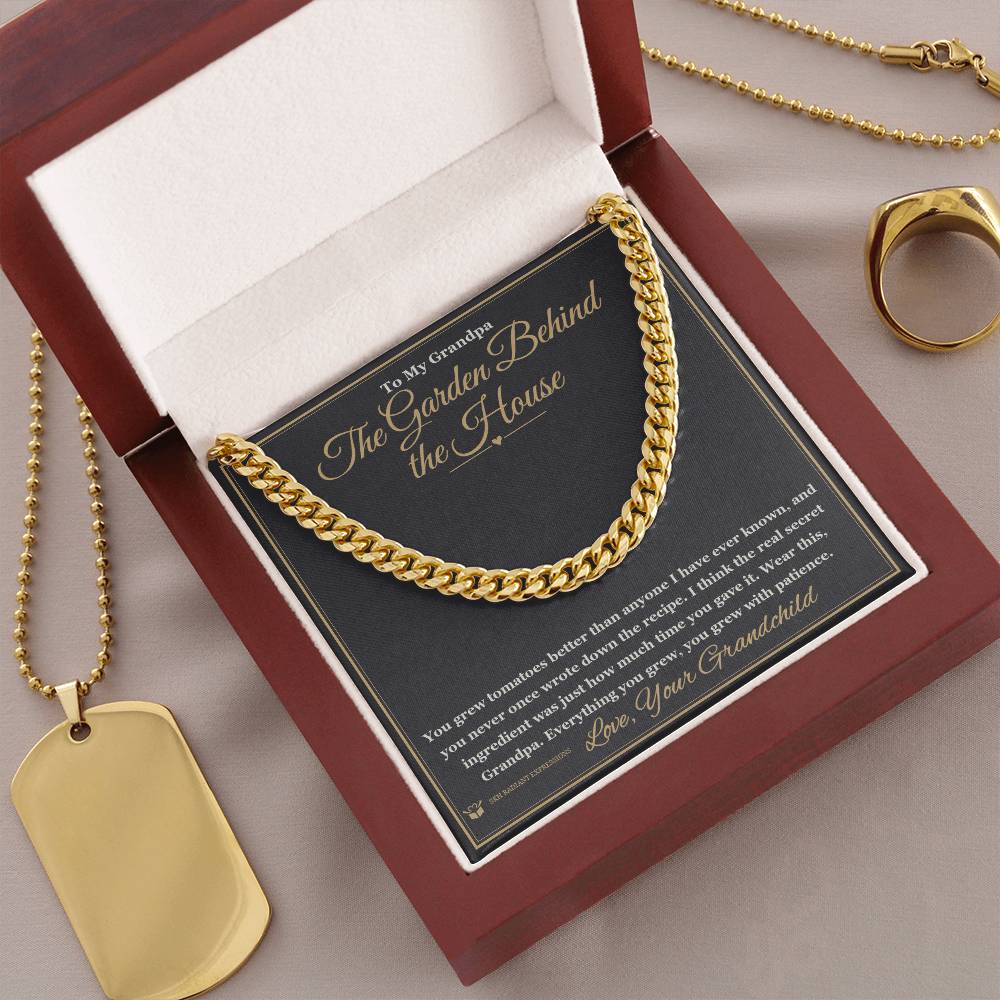 The Garden Behind the House - Cuban Link Chain for Grandfather - personalized keepsake gift from SKH Radiant Expressions